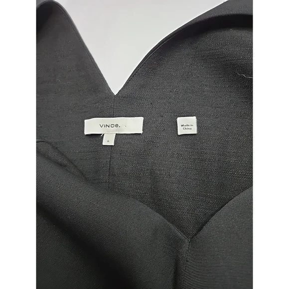 Vince. Women's Black V-Neck Flutter Sleeve Bias Cut Midi Dress Size 6 - Picture 11 of 13